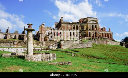 Sans Souci Palace, in Haiti, Insel, Karibik, Amerika. Es war eine königliche Residenz in den frühen 1800er Jahren, jetzt ein UNESCO-Weltkulturerbe. Stockfoto