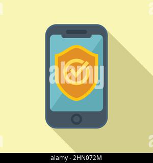Abgesichertes mobiles Bezahlsymbol, flacher Vektor. Online-Bezahlung Stock Vektor