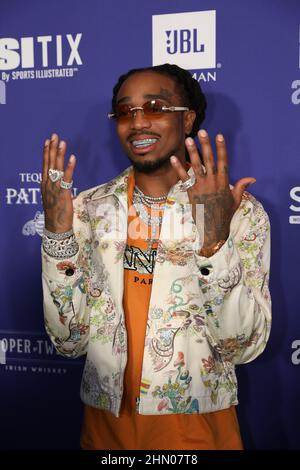 Quavo kommt bei Sports Illustrated The Party x Palm Tree Crew Samstagabend in Century City, Kalifornien, am Samstag, 12. Februar 2022 an. (Foto von Conor Duffy/Sipa USA) Stockfoto
