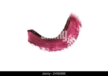 Abstrakt glänzende Abstrich von Lippenstift mit Schimmer, isoliert auf weißem Hintergrund. Stockfoto