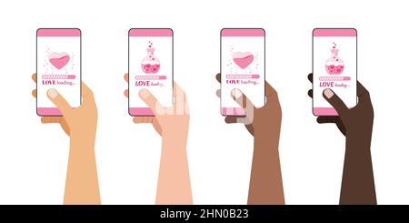 Love Countdown-Leiste auf dem Smartphone-Bildschirm in der Hand eingestellt. Stock Vektor