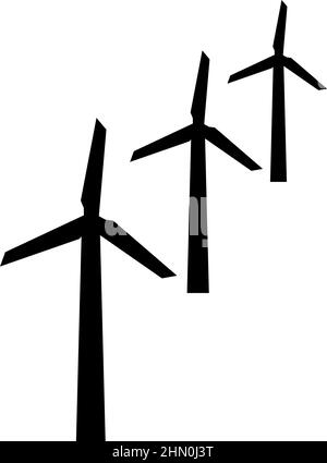 Windgeneratoren Turbinenenergie Windmühle saubere Energie Konzept Symbol schwarz Farbe Vektor Abbildung Bild flach Stil einfach Stock Vektor