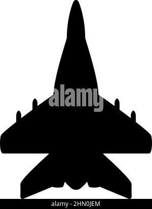 Jet Flugzeug Kämpfer reaktive Verfolgung Militär Symbol schwarz Farbe Vektor Illustration Bild flach Stil einfach Stock Vektor