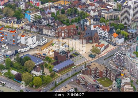 Luftaufnahme, Neubau Europagarten am Europaplatz, LWL Museum für Archäologie, Kreuzkirche, Herne-Mitte, Herne, Ruhrgebiet, Norden Stockfoto