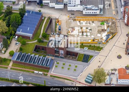 Luftaufnahme, Neubau Europagarten am Europaplatz, LWL Museum für Archäologie, Herne-Mitte, Herne, Ruhrgebiet, Nordrhein-Westph Stockfoto