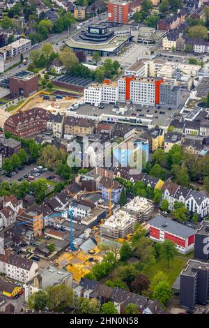 Luftaufnahme, Innenstadt mit Kulturzentrum Herne, Willi-Pohlmann-Platz und City-Center, Baustelle Hermann-Löns-Straße, Herne-Mitte, Herne, Stockfoto