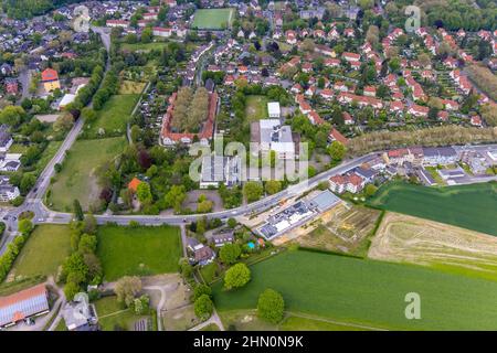 Luftaufnahme, Wohnanlage Gartenstadt Teutoburgia, Zeche, Teutoburgiahof, Gymnasium Sodingen, Baustelle auf ca. Stockfoto