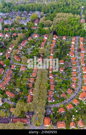 Luftaufnahme, Wohnanlage Gartenstadt Teutoburgia, Kohlebergbau Wohnanlage, Börnig, Herne, Ruhrgebiet, Nordrhein-Westfalen, Deutschland, Arbeiterhau Stockfoto