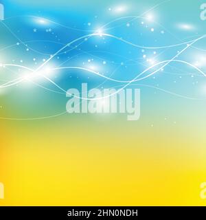 Abstrakter, farbenfroher Hintergrund mit hellen Linien, Sternen, gradienten Wellen, geometrischen Formen, dynamischen Formen. Design für Poster, Banner, Karte. Vektor Stock Vektor