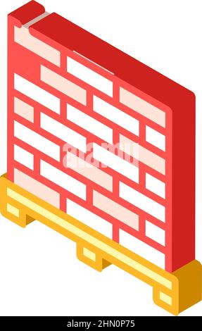 Abbildung des isometrischen Symbolvektors aus Ziegelbaumaterial Stock Vektor