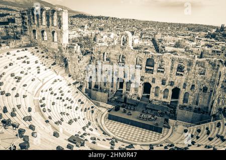 Schwarz Wei 223 Bild des Odeon des Herodes Atticus Amphitheatre an der 