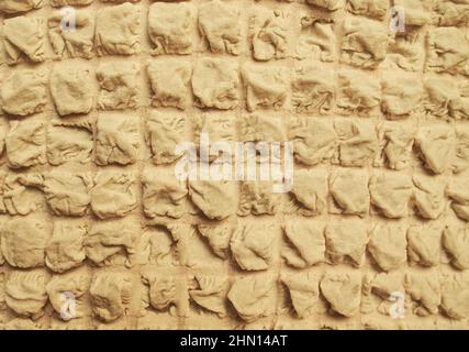 Stoffmuster Hintergrund eines braunen beigen Waffel Handtuch wie geprägte Textur nahtlos gemustert. Stockfoto