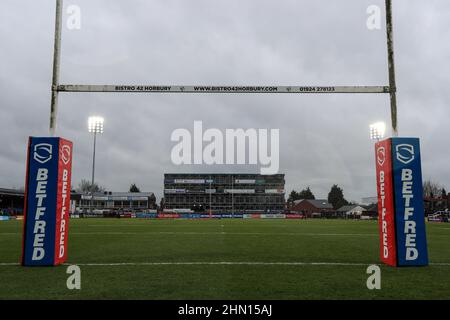 Wakefield, Großbritannien. 13th. Februar 2022. Allgemeiner Blick in das Belle Vue Stadium vor dem Spiel in Wakefield, Großbritannien am 2/13/2022. (Foto von James Heaton/News Images/Sipa USA) Quelle: SIPA USA/Alamy Live News Stockfoto