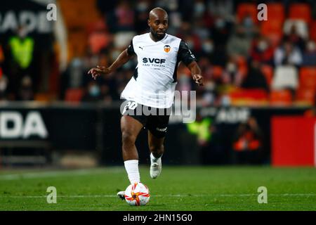 02. Februar 2022; Mestalla-Stadion, Valencia, Spanien; Copa del Rey, CF Valencia gegen CF Catiz; Dimitri Foulquier von CF Valencia Stockfoto