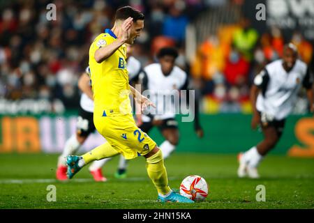 02. Februar 2022; Mestalla-Stadion, Valencia, Spanien; Copa del Rey, CF Valencia gegen CF Catiz; Lucas von CF Catiz Stockfoto