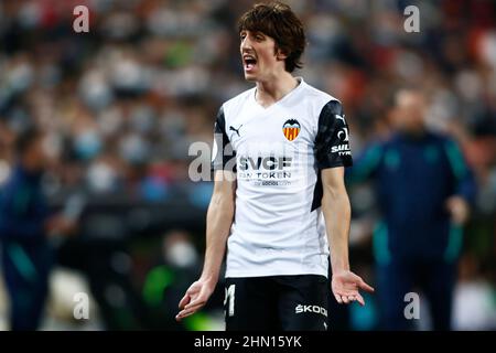 02. Februar 2022; Mestalla-Stadion, Valencia, Spanien; Copa del Rey, CF Valencia gegen CF Catiz; Bryan Gil von CF Valencia Stockfoto