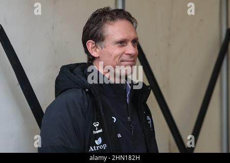 Wakefield, Großbritannien. 13th. Februar 2022. Brett Hodgson Head Coach des FC Hull vor dem Spiel in Wakefield, Großbritannien am 2/13/2022. (Foto von James Heaton/News Images/Sipa USA) Quelle: SIPA USA/Alamy Live News Stockfoto