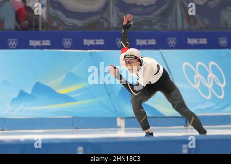 Peking, China. 12th. Februar 2022. Wataru Morishige (JPN) Eisschnelllauf: Herren 500m während der Olympischen Winterspiele 2022 in Peking beim National Speed Skating Oval in Peking, China. Kredit: Koji Aoki/AFLO SPORT/Alamy Live Nachrichten Stockfoto