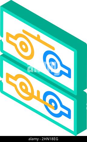 Drucktastenschalter Mechanismus isometrische Symbolvektordarstellung Stock Vektor