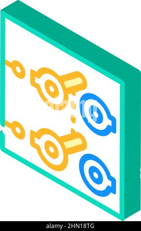 Zweipolige, einfache Überwurftaste, isometrische Symboldarstellung Stock Vektor