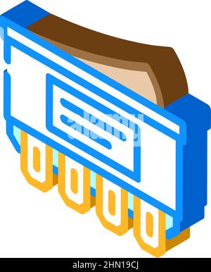 Zweipolige Abbildung des isometrischen Symbolvektors mit einem einfachen Überwurfschalter Stock Vektor