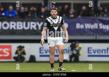 Wakefield, Großbritannien. 13th. Februar 2022. Jake Connor #1 von Hull FC während des Spiels in Wakefield, Großbritannien am 2/13/2022. (Foto von James Heaton/News Images/Sipa USA) Quelle: SIPA USA/Alamy Live News Stockfoto