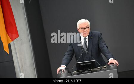 Berlin, Deutschland. 13th. Februar 2022. Bundespräsident Frank-Walter Steinmeier. Quelle: Bernd von Jutrczenka/dpa/Alamy Live News Stockfoto