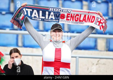 Rom, Italien. 13th. Februar 2022. Unterstützer Englands vor dem Rugby-Union-Spiel der sechs Nationen 2022 zwischen Italien und England am 13. Februar 2022 im Stadio Olimpico in Rom, Italien - Foto Federico Proietti/DPPI Quelle: DPPI Media/Alamy Live News Stockfoto