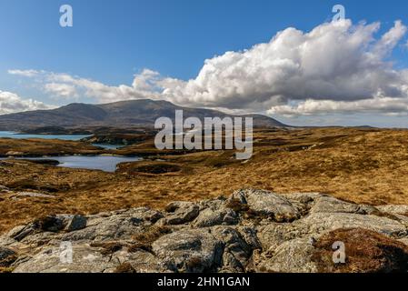 Hecla von der Caolas Liubharsaigh auf der South Uist Stockfoto