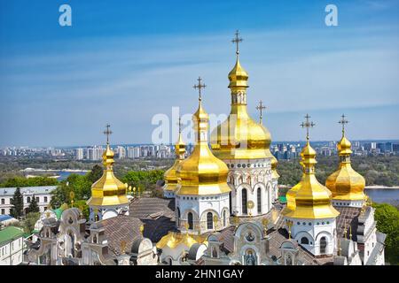 Luftaufnahme zum Kiewer Pechersk Lavra Stockfoto