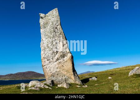 Der Macleod Stone in Nosabost auf der hebräischen Insel Harris Stockfoto