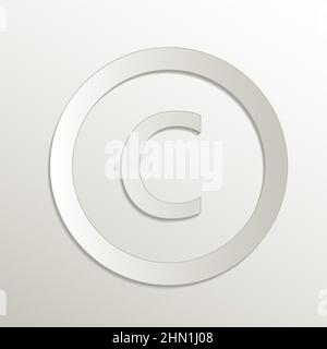 Copyright-Symbol, Buchstabe c-Symbol, Kartenpapier 3D natürliches Raster Stockfoto