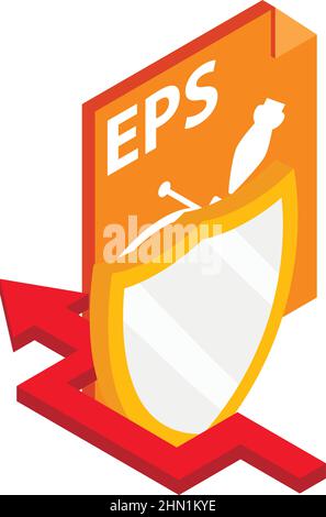 Hacking Concept Icon isometrischer Vektor. Pfeil umgeht Schild, eps-Dateiformat. Umgehung des Dateischutzes, Datensicherheit, digitale Technologie Stock Vektor