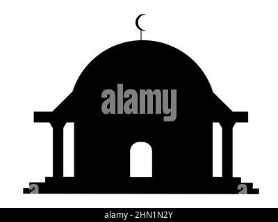 Eine Illustration Art Design einer Moschee in Silhouette Ansicht isoliert auf weißem Hintergrund Stockfoto