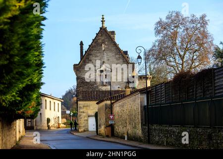 Ein Schloss in der Stadt Saint Emilion im Südwesten Frankreichs. Eine Region, die Wein in der Gegend von Bordeaux herstellt. Stockfoto