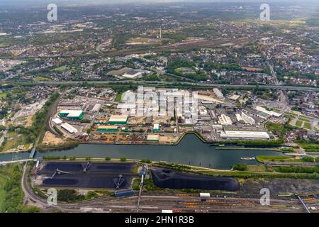 Luftbild, Hafengebiet und Rhein-Herne-Kanal, Unser Fritz, Herne, Ruhrgebiet, Nordrhein-Westfalen, Deutschland, DE, Europa, Handelsunternehmen, c Stockfoto