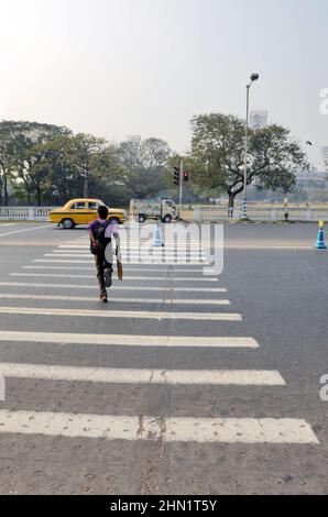 kolkata Straße Zebra Kreuzung Stockfoto