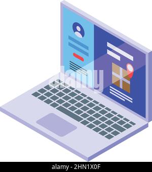 Symbol für den Online-Service eines Laptops – isometrischer Vektor. Schnelle Lieferung. Kostenloser Versand Stock Vektor
