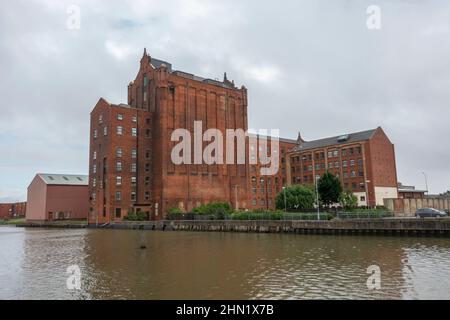 Die Victoria Flour Mill in Grimsby, North East Lincolnshire, Großbritannien. Stockfoto