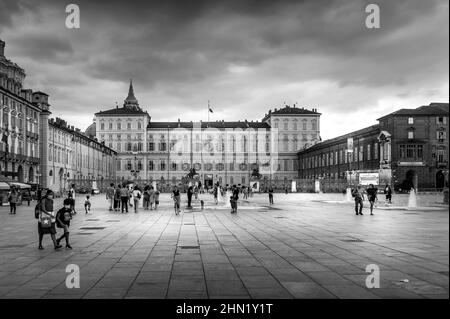 Pizza Castello Turin, Italien Stockfoto