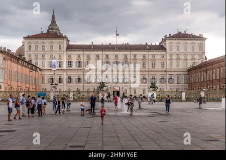 Pizza Castello Turin, Italien Stockfoto