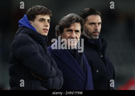 Turin, Italien. 12th. Februar 2022. Urbano Cairo und Davide Vagnati während des FC Turin gegen den FC Venezia, italienische Fußballserie A Spiel in Turin, Italien, Februar 12 2022 Quelle: Independent Photo Agency/Alamy Live News Stockfoto