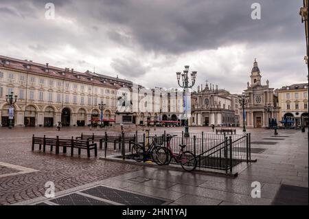 Pizza Castello Turin, Italien Stockfoto