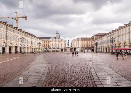 Pizza Castello Turin, Italien Stockfoto