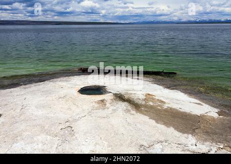 Big Cone am Yellowstone Lake, West Thumb Geyser Basin, Yellowstone NP, Wyoming, USA Stockfoto