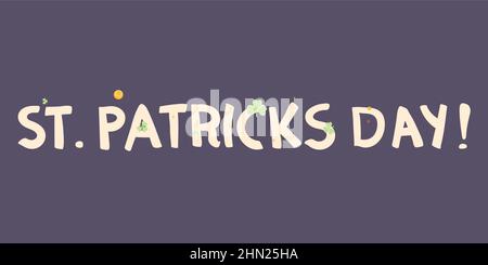 St Patrick's Day Schriftzug isoliert mit Shamrock Blättern Stock Vektor