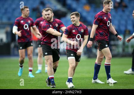 Rom, Italien. 13th. Februar 2022. Rom, Italien - 13,02 2022: HARRY RANDALL (ENGLAND), Jack NOWELL (ENGLAND) BEIM WARM-UP VOR DEM Guinness Six Nations Test Match 2022, Italien gegen England im olympiastadion in Rom. Kredit: Unabhängige Fotoagentur/Alamy Live Nachrichten Stockfoto