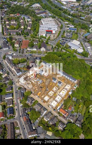 Luftaufnahme, Lageansicht, Baustelle und Neubau Wohngebiet Rudolf-Harbig-Straße, Heißen - Mitte, Mülheim an der Ruhr, Ruhrgebiet, Stockfoto