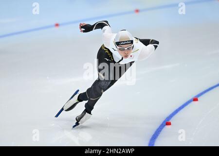 Peking, China. 13th. Februar 2022. Go Arisa aus Japan tritt beim 500m. Eisschnelllauf der Frauen beim National Speed Skating Oval in Peking, der Hauptstadt Chinas, am 13. Februar 2022 an. Quelle: Wu Wei/Xinhua/Alamy Live News Stockfoto