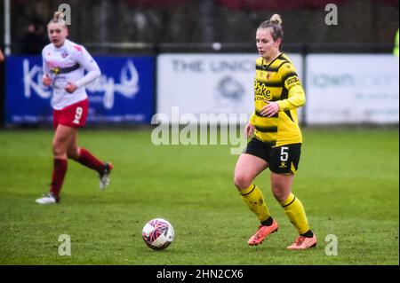 London, Großbritannien. 13th. Februar 2022. Kings Langley 13-02-2022 Anne Meiwald (5 Watford) während der FA Championship zwischen Watford und Lewes im Orbital Fasteners Stadium - Kings Langley - England Kevin Hodgson/SPP Credit: SPP Sport Press Photo. /Alamy Live News Stockfoto